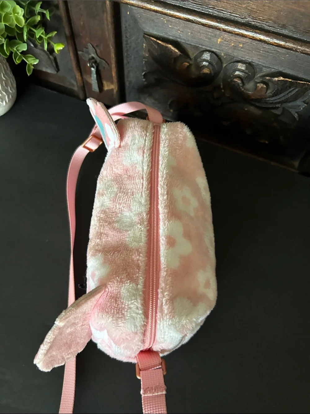Kids Pink Plush Animal Crossbody Bag - Unbranded